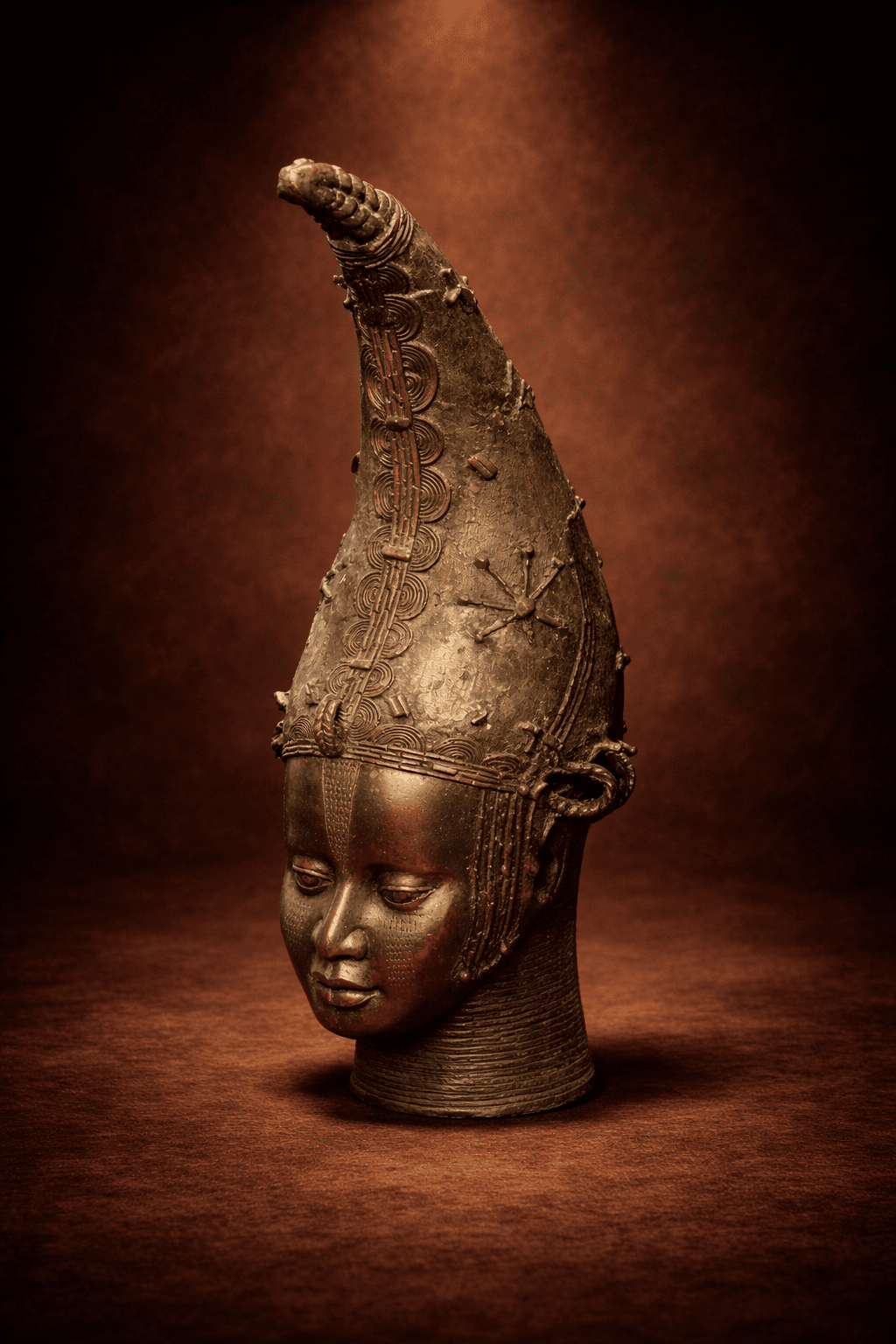 Benin Brass Memorial Head